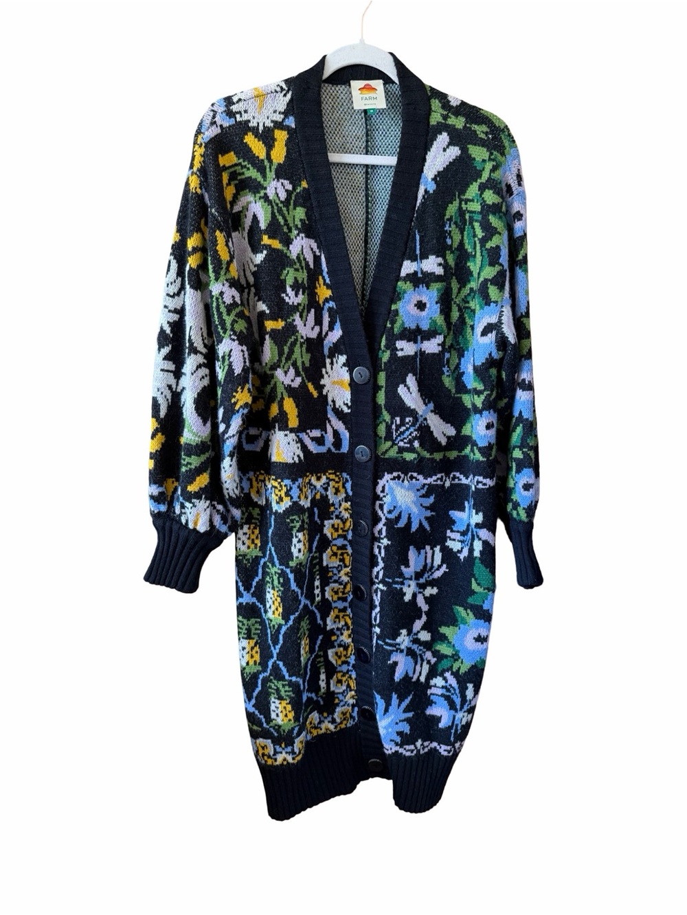 FARM Rio Winter Garden Patchwork Long Cardigan - Picture 4 of 7